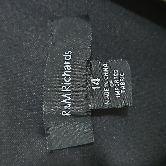 Sleeveless Patterned Dress R & M Richards Cool Size 14 Black Band & Straps T11 - Picture 6 of 7